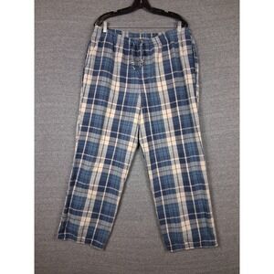 Cabelas Mens Pajama Pants Large Blue Plaid Lightweight Flannel Drawstring Cabin
